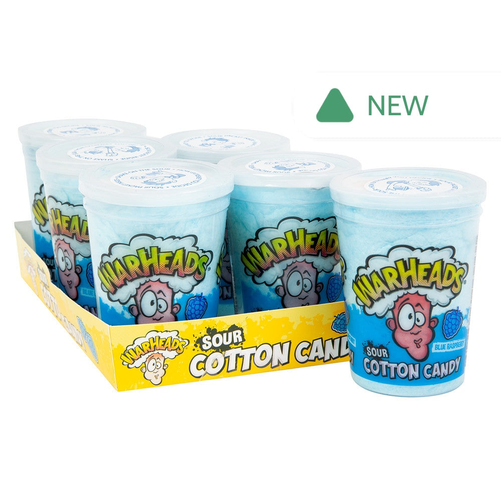 Wholesale Warheads Sour Blue Raspberry Cotton Candy 1.5 Oz Tub- Bulk