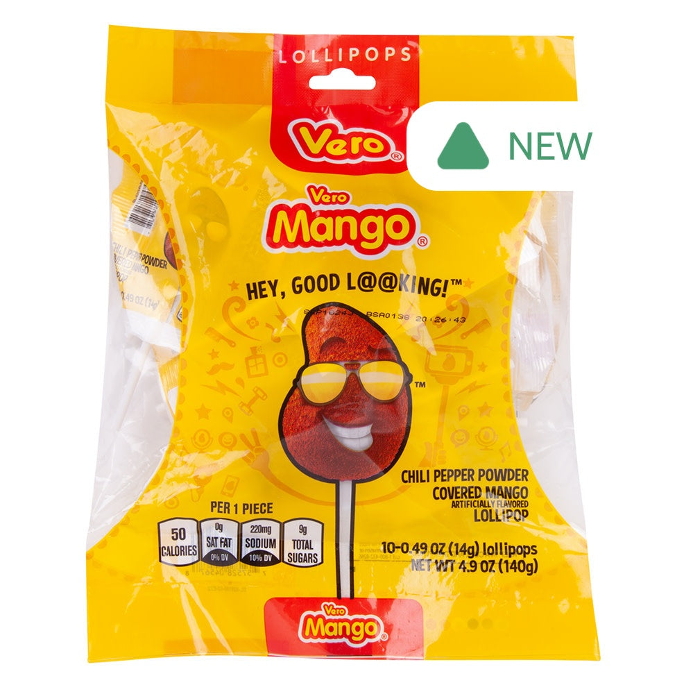 Wholesale Vero Mango Lollipops 10 Piece 4.9 Oz Peg Bag- Bulk