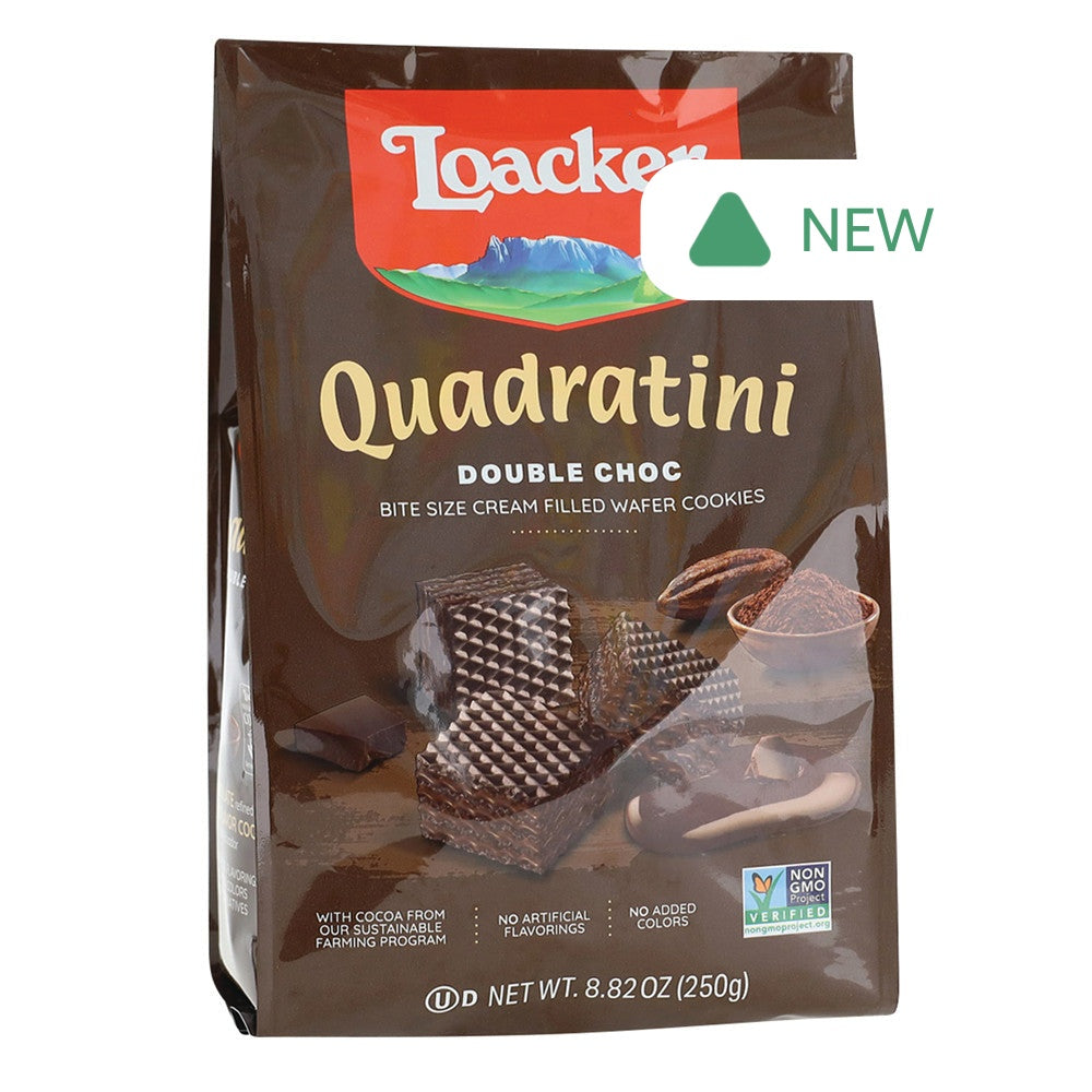 Wholesale Loacker Double Chocolate Quadratini Bag 8.82 Oz Pouch- Bulk