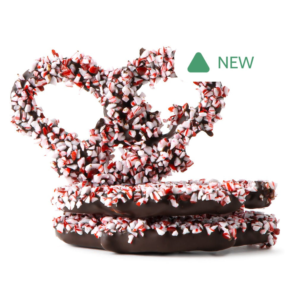 Wholesale BoxNCase Crushed Peppermint Dark Chocolate Premier Pretzel- Bulk