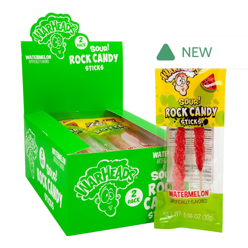 Wholesale Warheads Sour Watermelon Rock Candy Sticks 1.06 Oz- Bulk