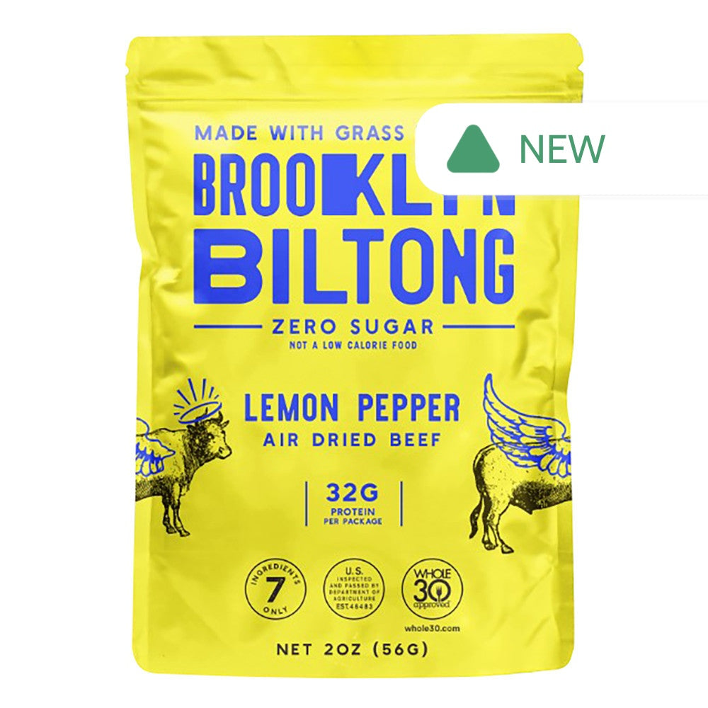 Wholesale Brooklyn Biltong Lemon Pepper Air-Dried Beef 2 Oz Pouch- Bulk