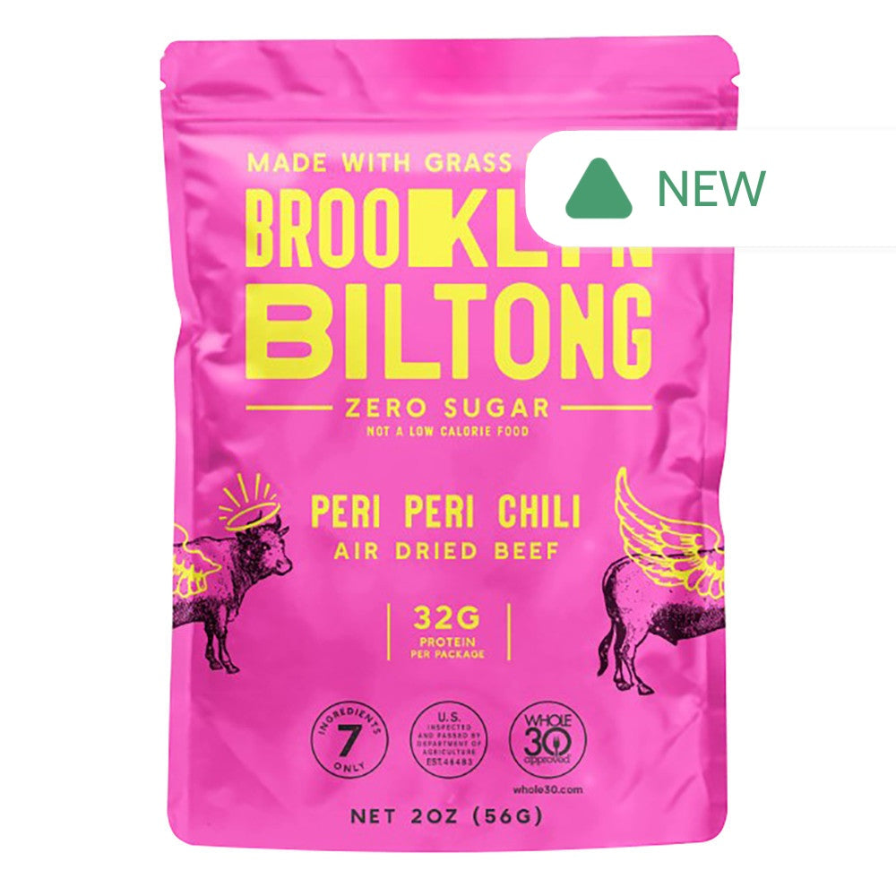 Wholesale Brooklyn Biltong Peri Peri Chili Air-Dried Beef 2 Oz Pouch- Bulk