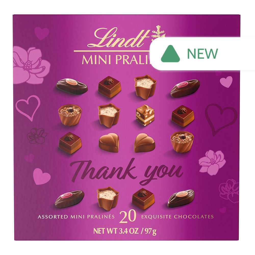 Wholesale Lindt Mini Pralines Thank You Magenta 3.4 Oz Box- Bulk