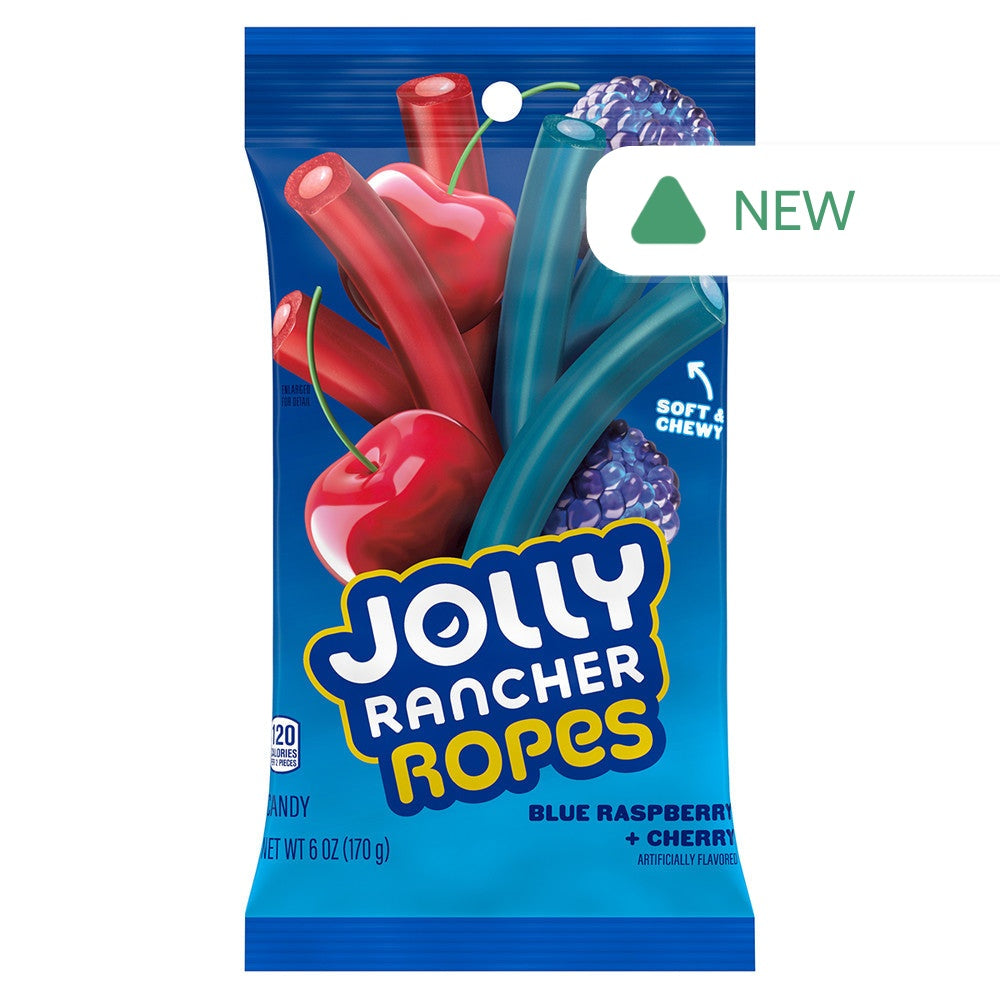 Wholesale Jolly Rancher Blue Raspberry & Cherry Ropes 6 Oz Peg Bag- Bulk