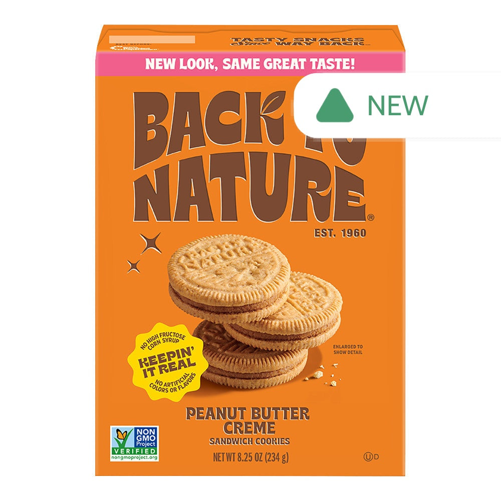 Wholesale Back To Nature Peanut Butter Creme Sandwich Cookies 8.25 Oz Box- Bulk