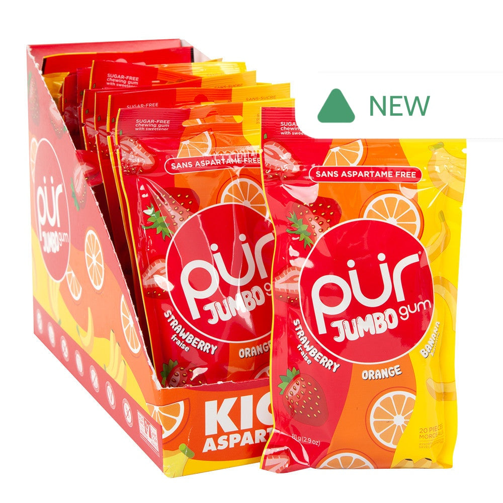 Wholesale Pur Grape Bubblegum Watermelon Jumbo Gum 2.9 Oz Bag- Bulk