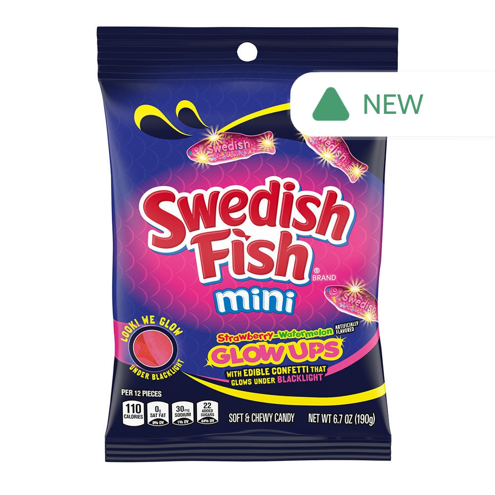 Wholesale Swedish Fish Minis Glow Ups Peg Bag- Bulk
