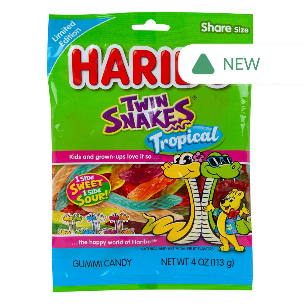 Wholesale Haribo Tropical Twin Snakes 4 Oz Peg Bag- Bulk