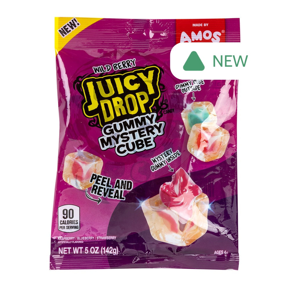 Wholesale Juicy Drop Wild Berry Gummy Mystery Cube 5 Oz Peg Bag- Bulk