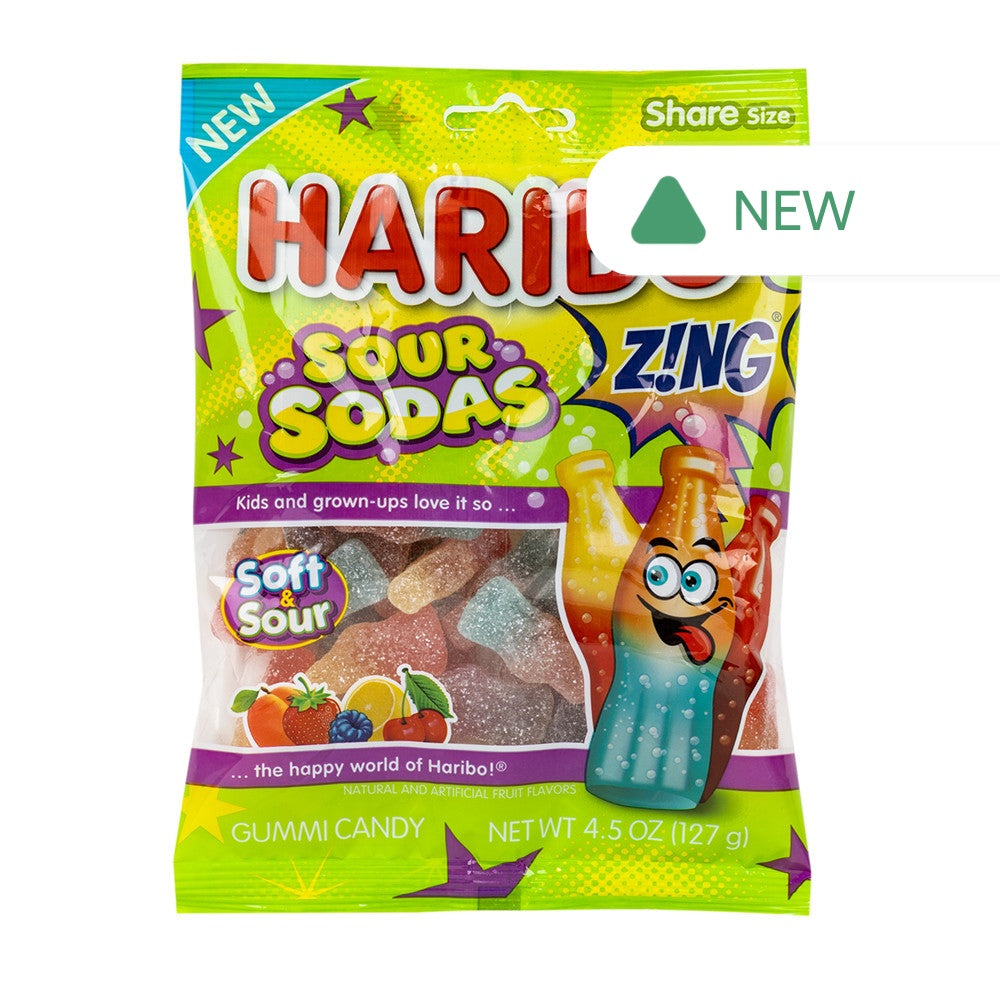 Wholesale Haribo Sour Sodas 4.5 Oz Peg Bag- Bulk