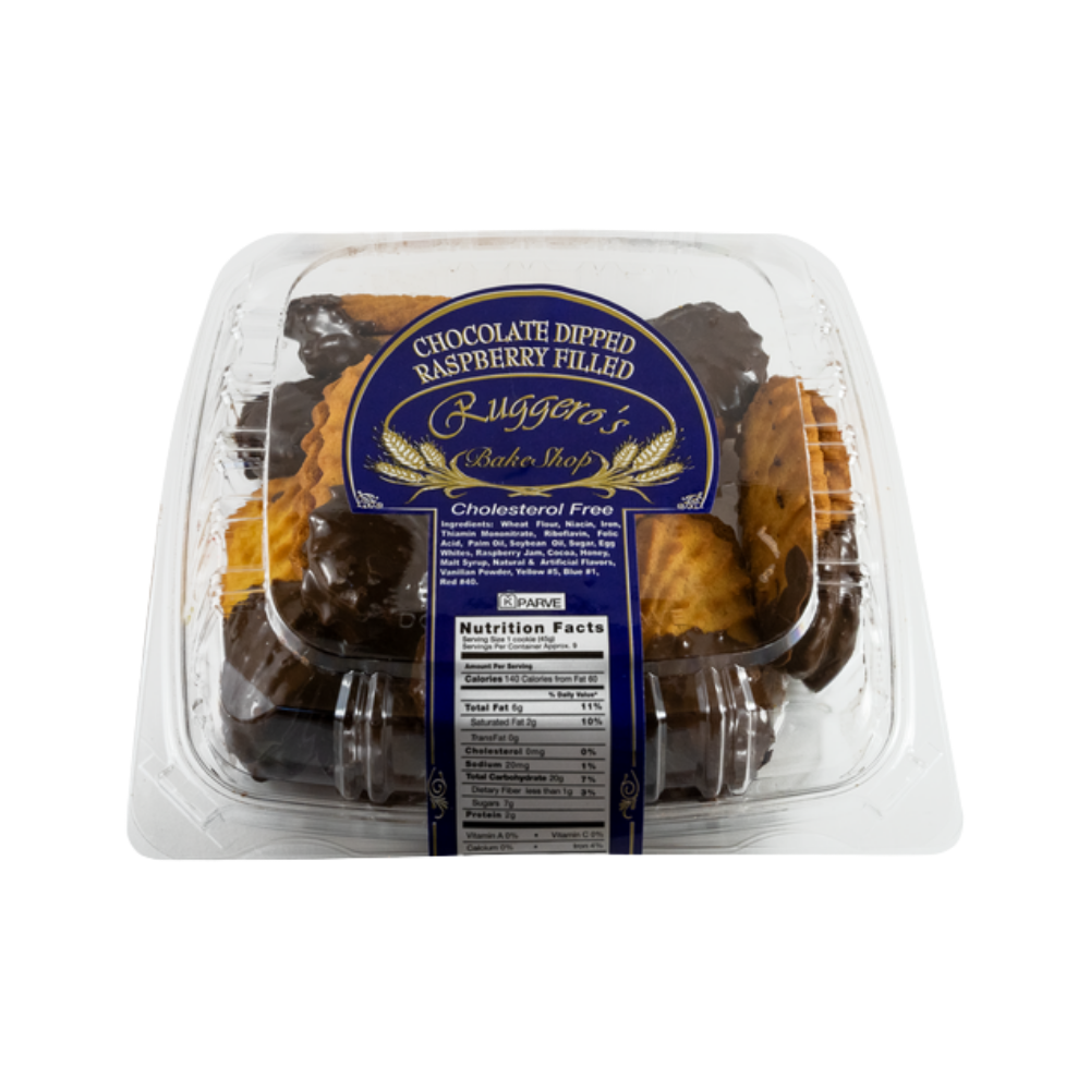 Wholesale Ruggero'S Case Packaged Chocolate Dipped Raspberry Filled Danish- Bulk