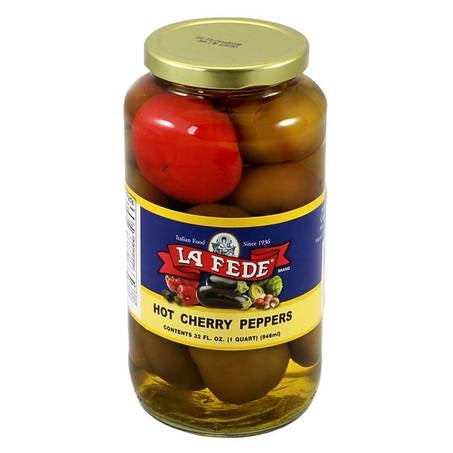 Wholesale La Fede Hot Cherry Peppers | 32 oz- Bulk