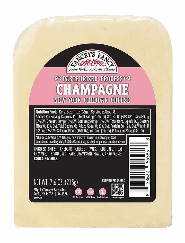 Wholesale Yancey's Fancy Finger Lakes Champagne Cheddar Wedge 7.6 Oz- Bulk