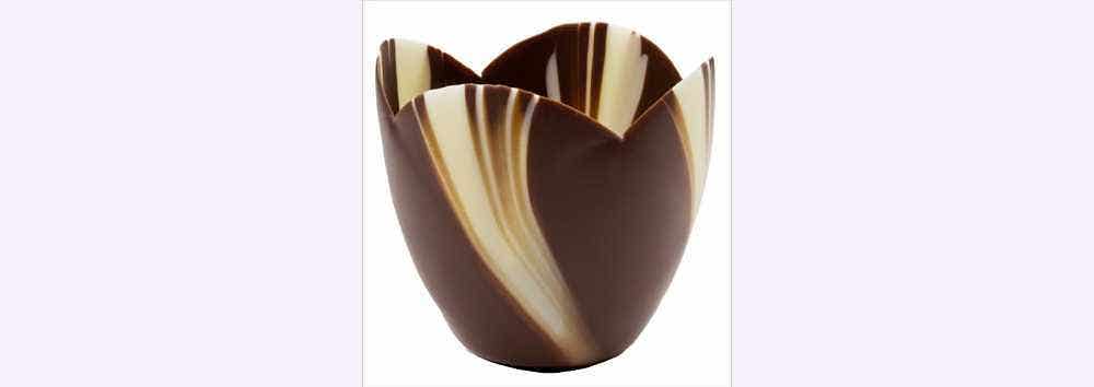 Wholesale Callebaut Marbled Medium Tulip Chocolate Cups 36 ct- Bulk