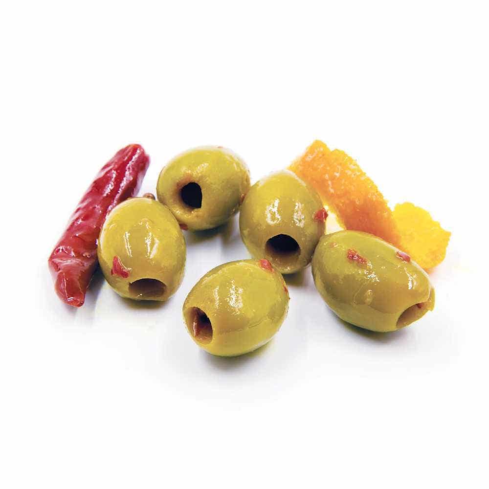 Wholesale Divina Tangerine & Chili Marinated Green Olives 7.4 Lb- Bulk