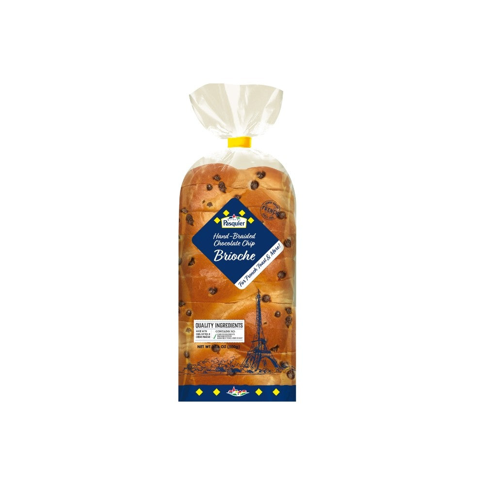 Wholesale Pasquier Case Hand Braided Chocolate Chip Brioche Sliced Loaf- Bulk