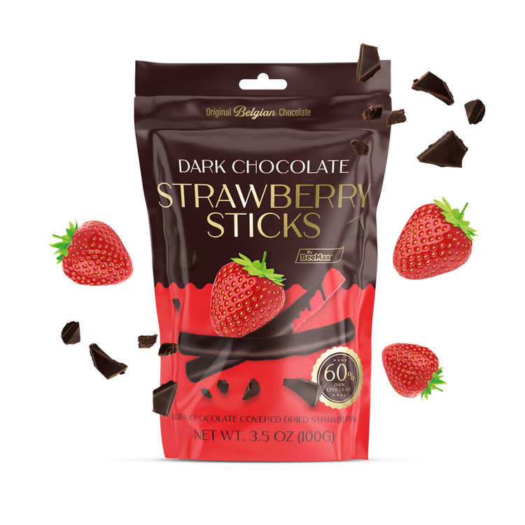 Wholesale BeeMax Dark Chocolate Strawberry Sticks – 3.5 Oz- Bulk
