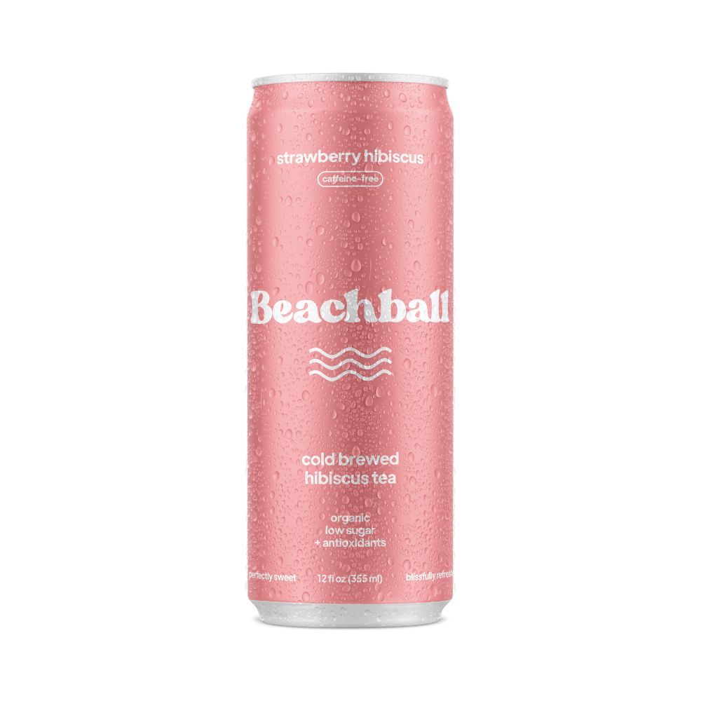 Wholesale Beachball Strawberry Hibiscus Cold Brewed Tea | 12 oz can- Bulk