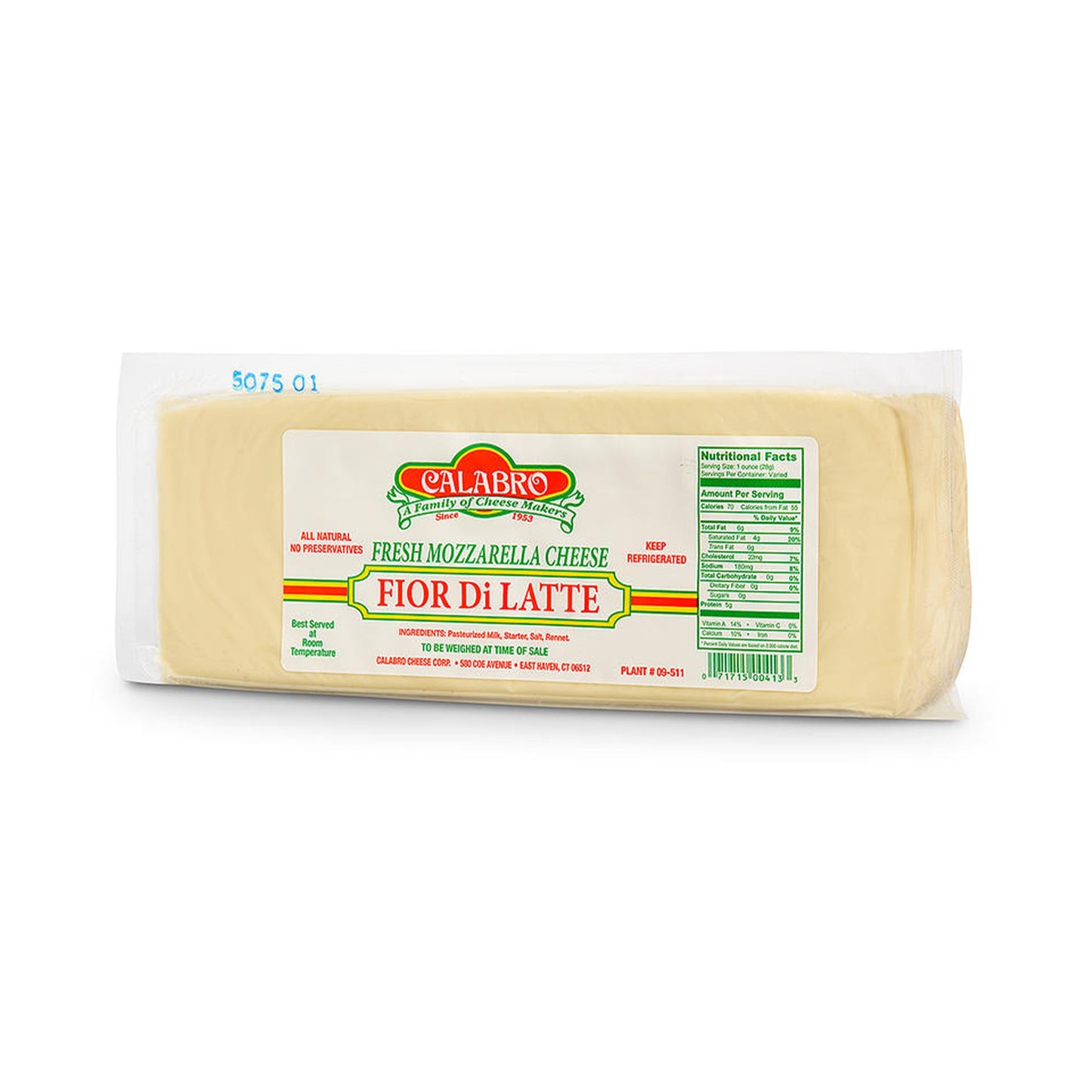 Wholesale Calabro Mozzarella Fior Di Latte Cheese 5lb- Bulk