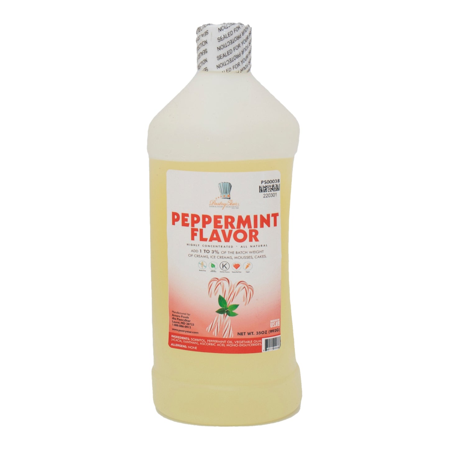 Wholesale Pastry Star Peppermint Extract 35oz- Bulk