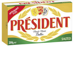 Wholesale Président Salted Cultured Butter Bar from France, 200g- Bulk