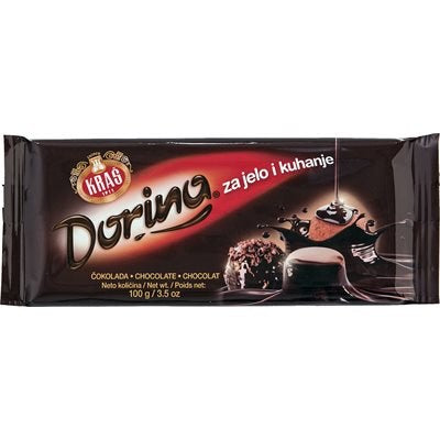 Wholesale Kras Dorina Dark Cooking Chocolate 100g bars- Bulk