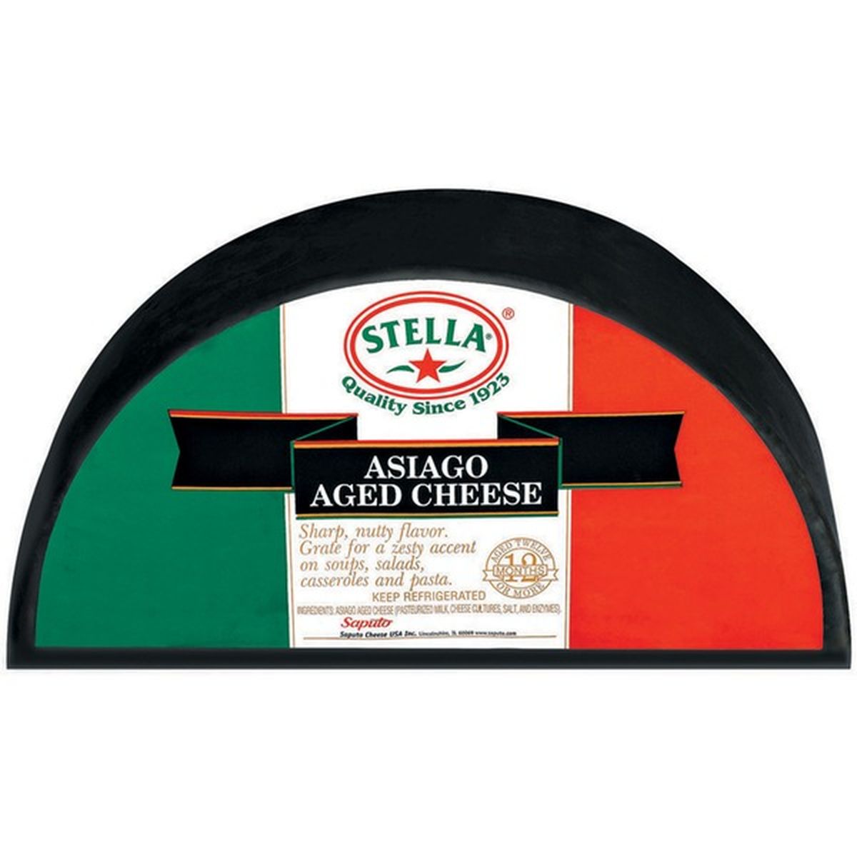 Wholesale Stella Asiago Black Aged 12 LB Cheese- Bulk
