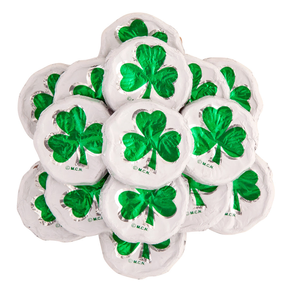 Wholesale Madelaine Milk Chocolate Foiled Shamrocks- Bulk