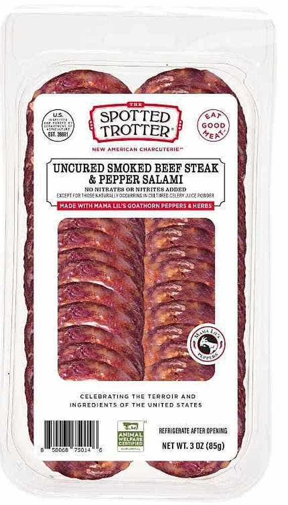 Wholesale Spotted Trotter Beef Steak & Pepper Salami Uncured Sliced 3 Oz- Bulk