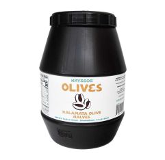 Wholesale Kryssos Olives Kalamata Halves Large Mini Keg 4.4 Lb- Bulk