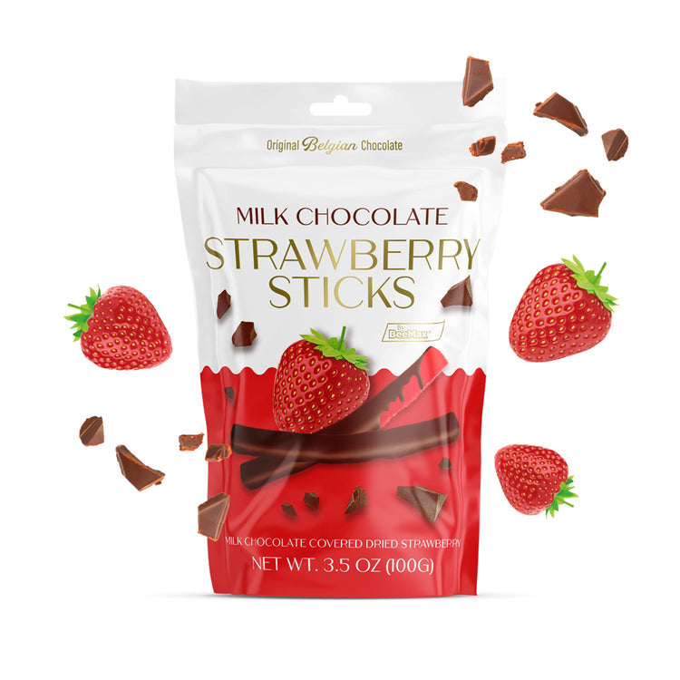 Wholesale BeeMax Milk Chocolate Strawberry Sticks – 3.5 Oz- Bulk