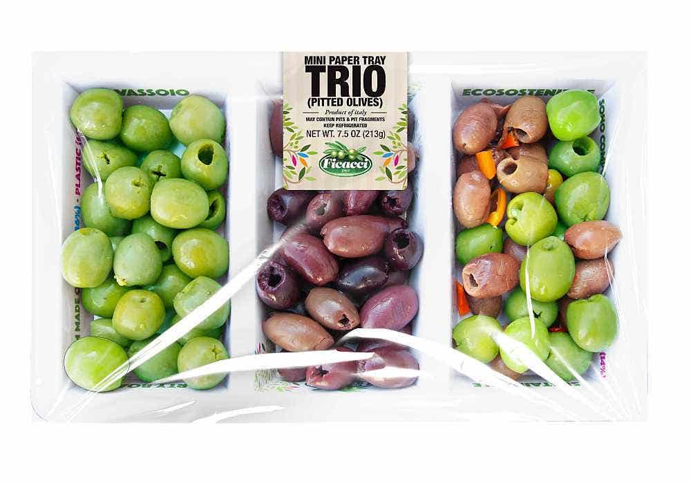 Wholesale Ficacci Mini Paper Tray Trio (Pitted Olives) 7.5 Oz- Bulk