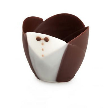 Wholesale Mona Lisa Dark Chocolate Tuxedo Mini Tulip Cup 72count- Bulk