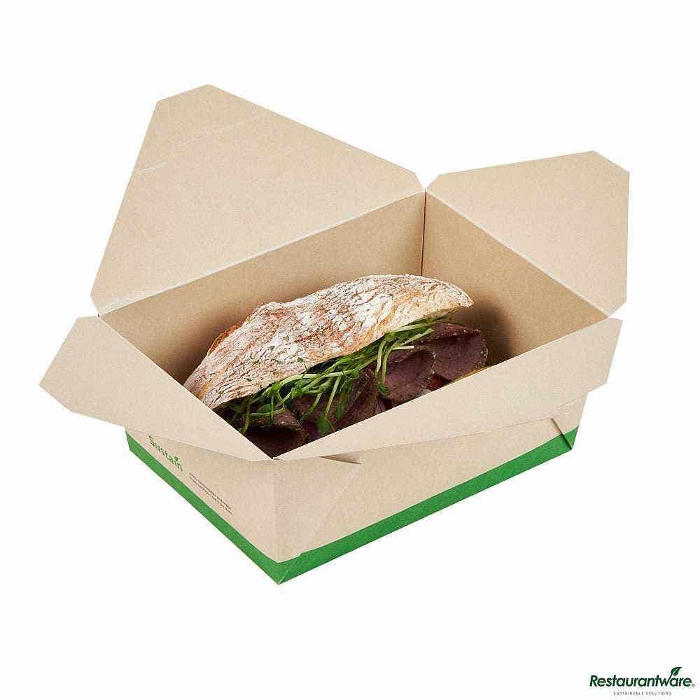 Wholesale Restaurantware Sustain 98 Oz Rectangle Bamboo Paper #4 Bio Box Take Out Container 50 ct- Bulk