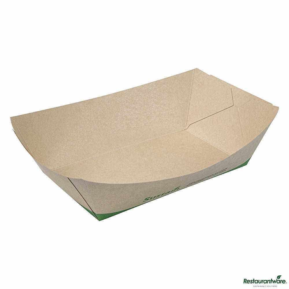 Wholesale Restaurantware Sustain 2 Lb Bamboo Paper #200 Food Tray / Boat 50 ct- Bulk