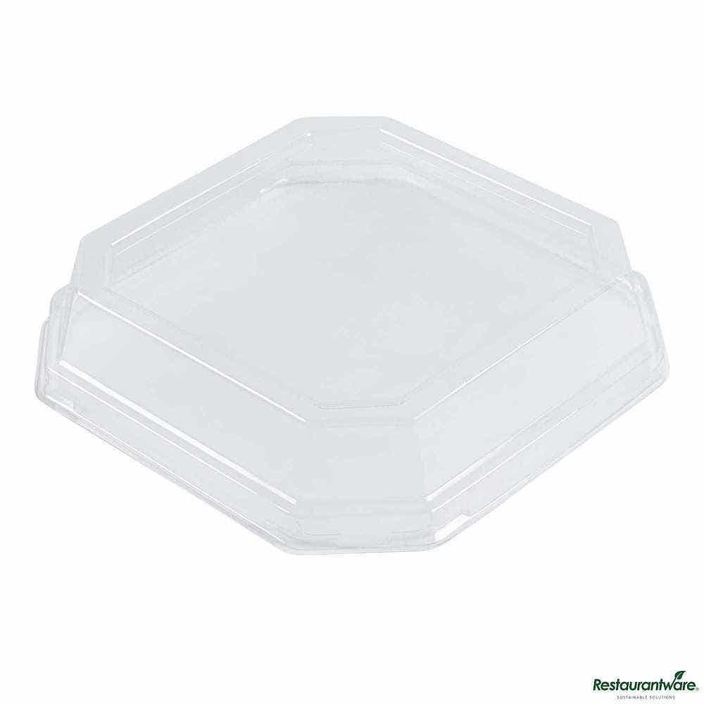 Wholesale Restaurantware Sustain Octagonal Clear PLA Plastic Dome Lid 25 ct- Bulk