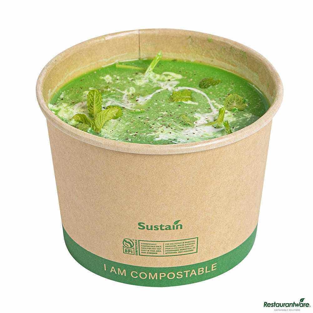 Wholesale Restaurantware Sustain 16 Oz Round Kraft Paper Soup Container 25 ct- Bulk