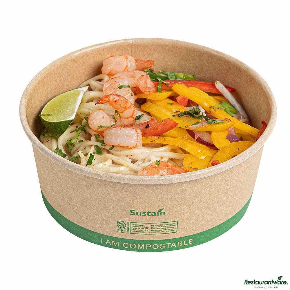 Wholesale Restaurantware Sustain 25 Oz Round Kraft Paper Take Out Container 50 ct- Bulk
