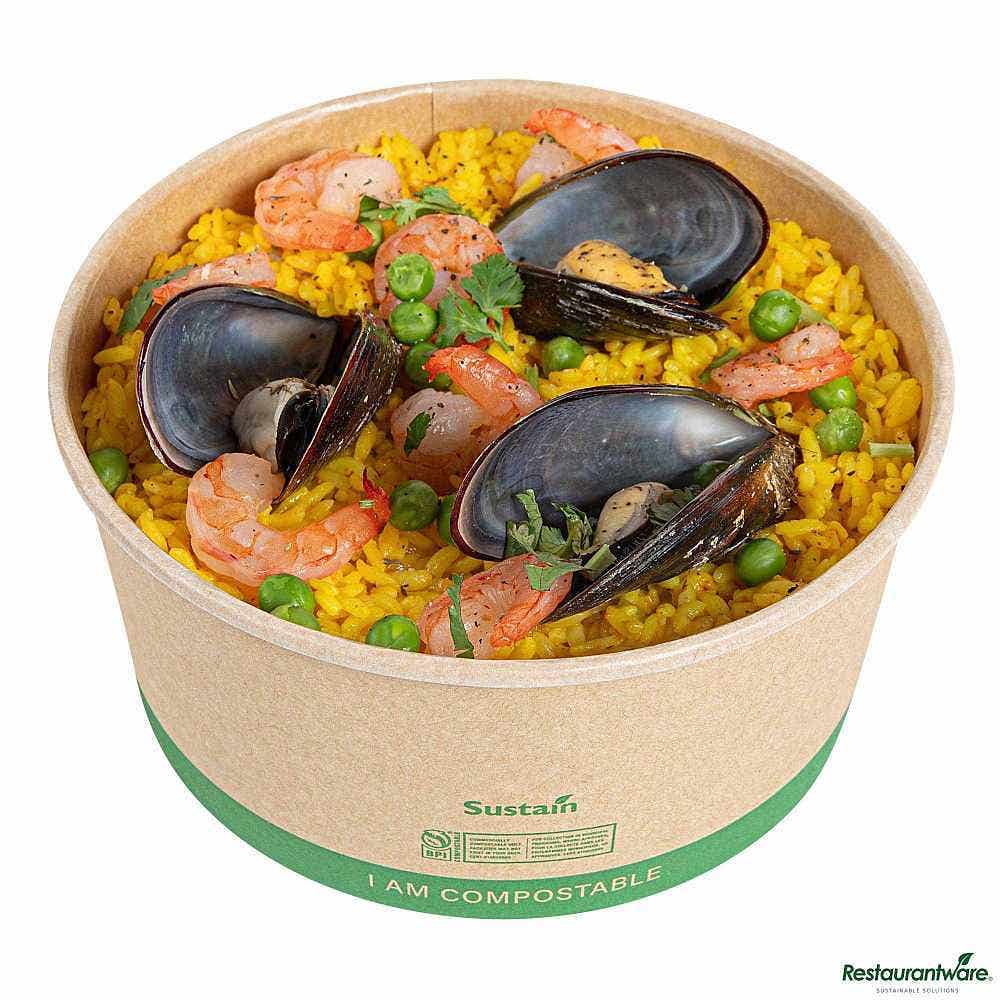 Wholesale Restaurantware Sustain 44 Oz Round Kraft Paper Take Out Container 50 ct- Bulk