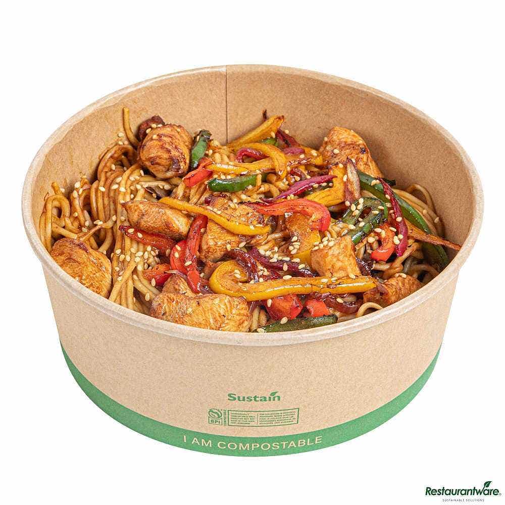 Wholesale Restaurantware Sustain 50 Oz Round Kraft Paper Take Out Container 50 ct- Bulk