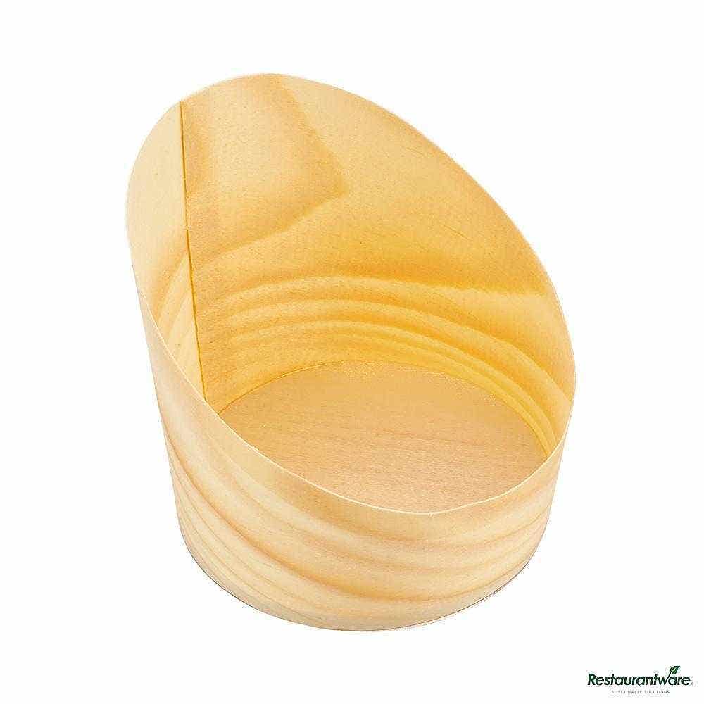 Wholesale Restaurantware 7 Oz Round Natural Wood Medium Incline Cup 100 ct- Bulk