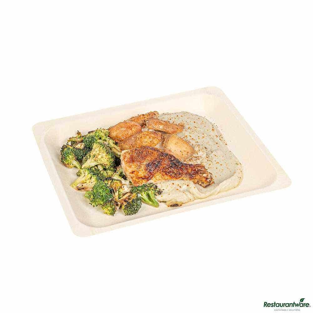 Wholesale Restaurantware Taipei Rectangle Natural Poplar Plate 50 ct- Bulk