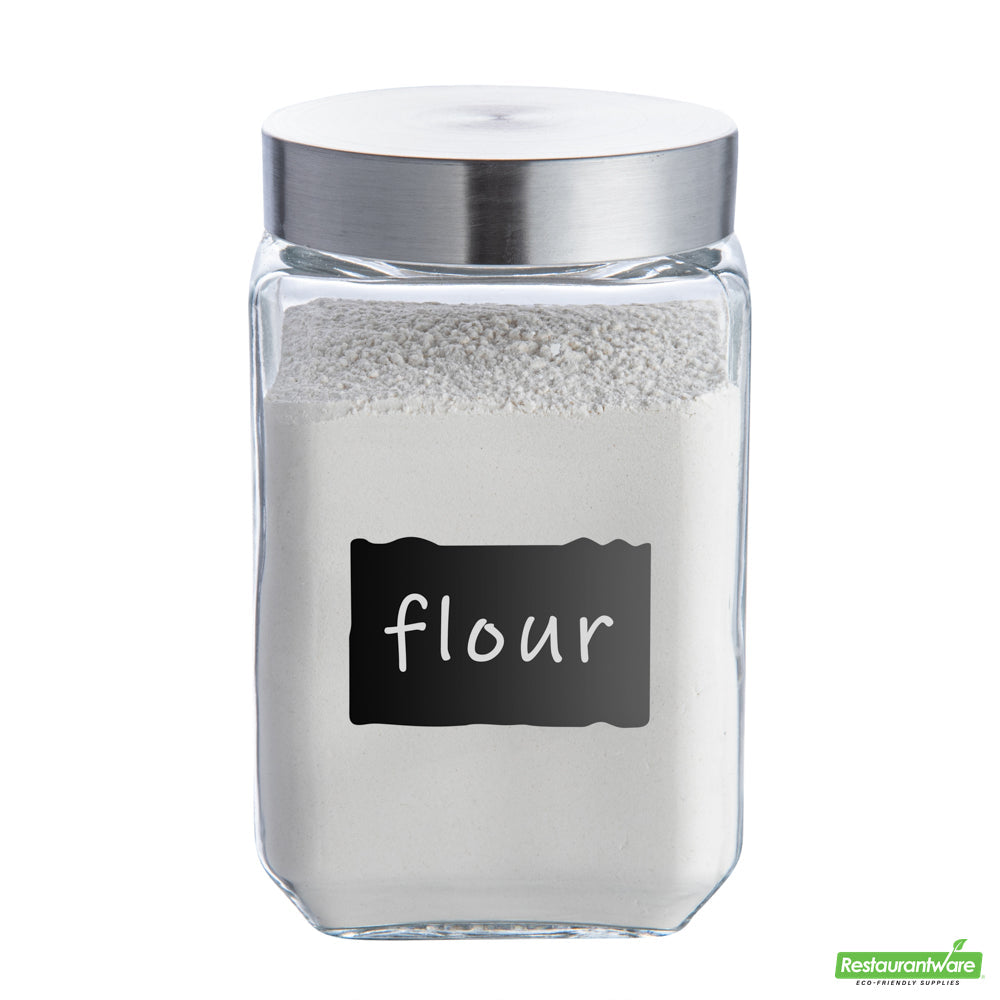 Wholesale Restaurantware Vetri Glass 3-Piece Storage Jar Set - with Lid, Chalkboard Label- Bulk