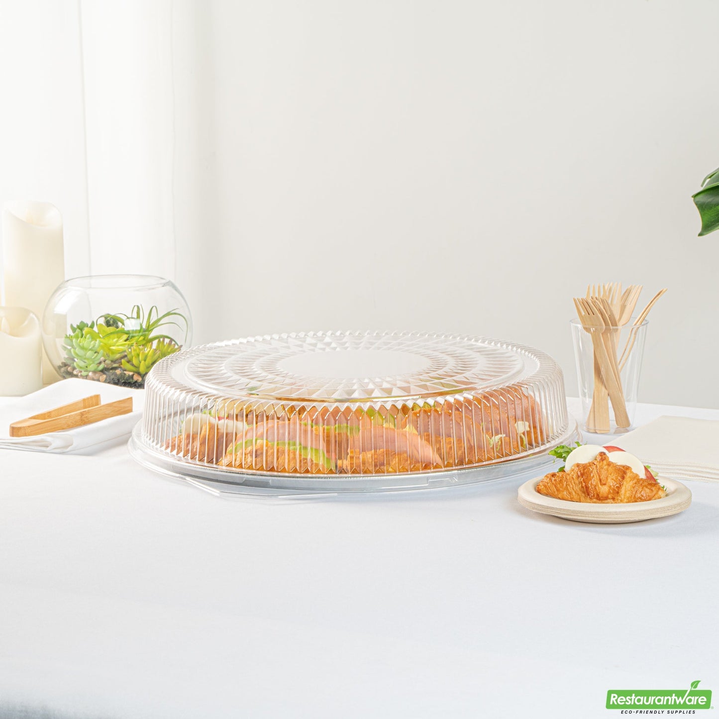 Wholesale Restaurantware Foil Lux Round Clear Plastic Dome Lid - Fits 18" Catering Tray - 20 Count Box- Bulk