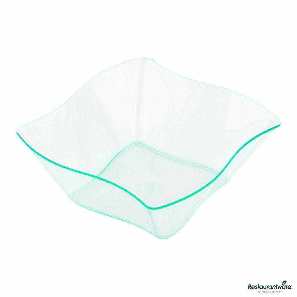 Wholesale Restaurantware 6 Oz Square Seagreen Plastic Aqua Bowl 25 ct- Bulk