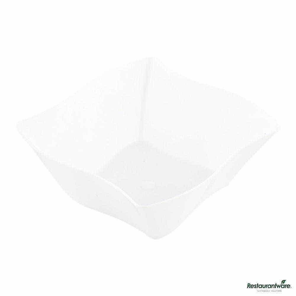Wholesale Restaurantware 6 Oz Square White Plastic Aqua Bowl 25 ct- Bulk