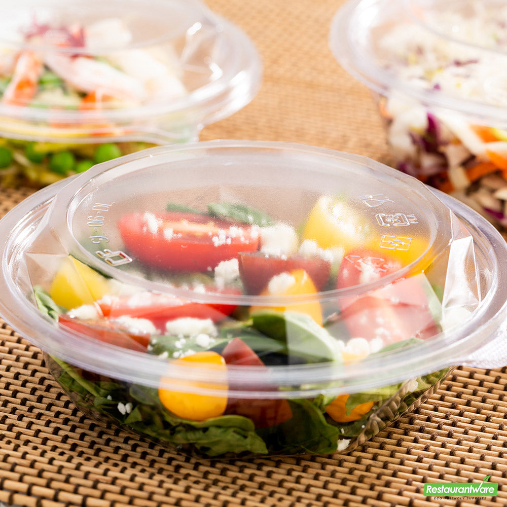 Wholesale Restaurantware Basic Nature Round Clear Pla Plastic Lid - Fits 12 and 16 Oz to Go Bowl, Compostable- Bulk