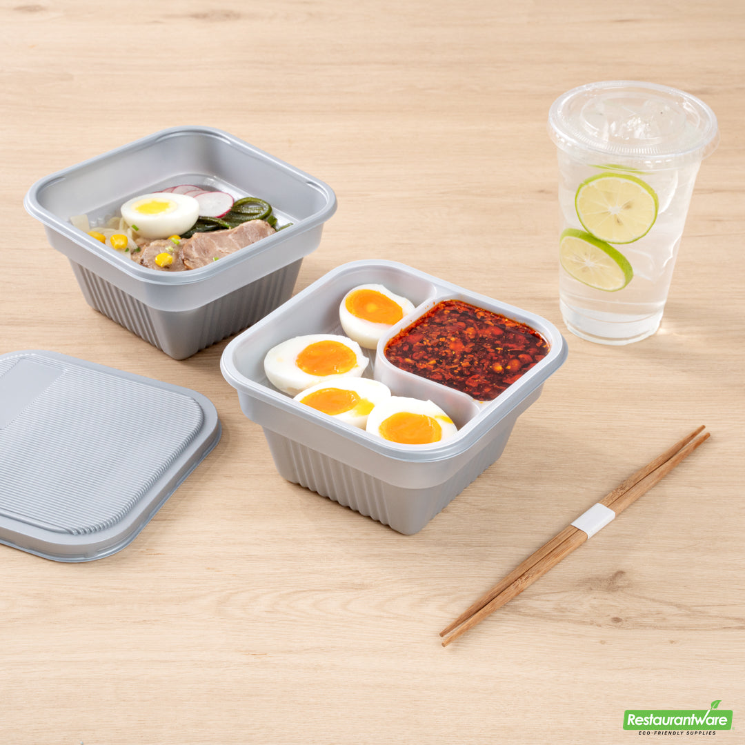 Wholesale Restaurantware Futura 14 oz Clear Plastic 2-Compartment Insert Tray - Fits 34 oz Bowl, Microwavable- Bulk