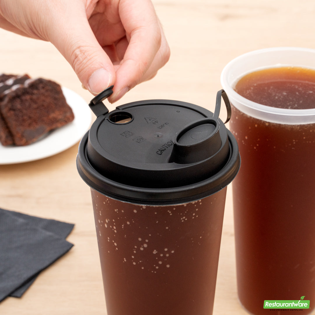 Wholesale Restaurantware Bev Tek Black Plastic 2-in-1 Straw or Sippy Cup Lid - with Two Plugs, Fits 12, 16 and 24 Oz- Bulk